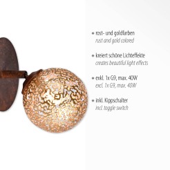 9031-48 GRETA KINKIET RDZA/ZŁOTY