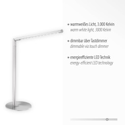 11011-55  DAWDA LAMPA STOŁOWA SREBRNY