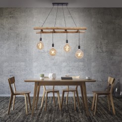 15025-18 EDGAR LAMPA WISZĄCA CZARNY/DREWNO