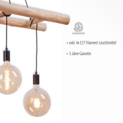 15025-18 EDGAR LAMPA WISZĄCA CZARNY/DREWNO