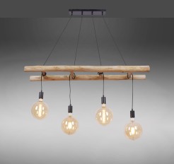 15025-18 EDGAR LAMPA WISZĄCA CZARNY/DREWNO