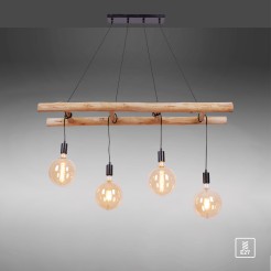 15025-18 EDGAR LAMPA WISZĄCA CZARNY/DREWNO