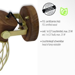 11486-60 ALAMI LAMPA SUFITOWA/KINKIET MATOWY MOSIĄDZ