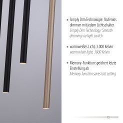 2110-18 FLUTE LAMPA WISZĄCA MATOWY MOSIĄDZ/CZARNY