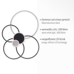 14549-18 PAPILON LAMPA SUFITOWA CZARNY/ALUMINIUM