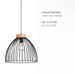 11419-18 LAMI LAMPA WISZĄCA CZARNY/DREWNO