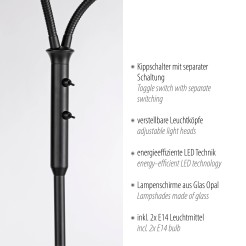 12158-18 LOKI LAMPA PODŁOGOWA CZARNY