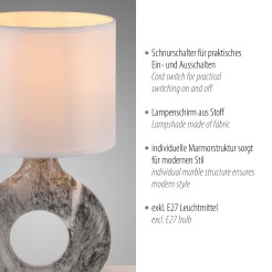 14193-15 CARARA LAMPA STOŁOWA SZARY MARMUR