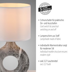 14193-15 CARARA LAMPA STOŁOWA SZARY MARMUR