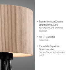 14893-39 DURO LAMPA STOŁOWA BEŻOWY/CZARNY