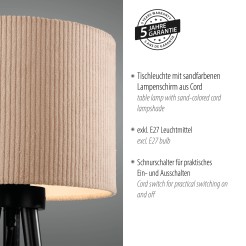 14893-39 DURO LAMPA STOŁOWA BEŻOWY/CZARNY