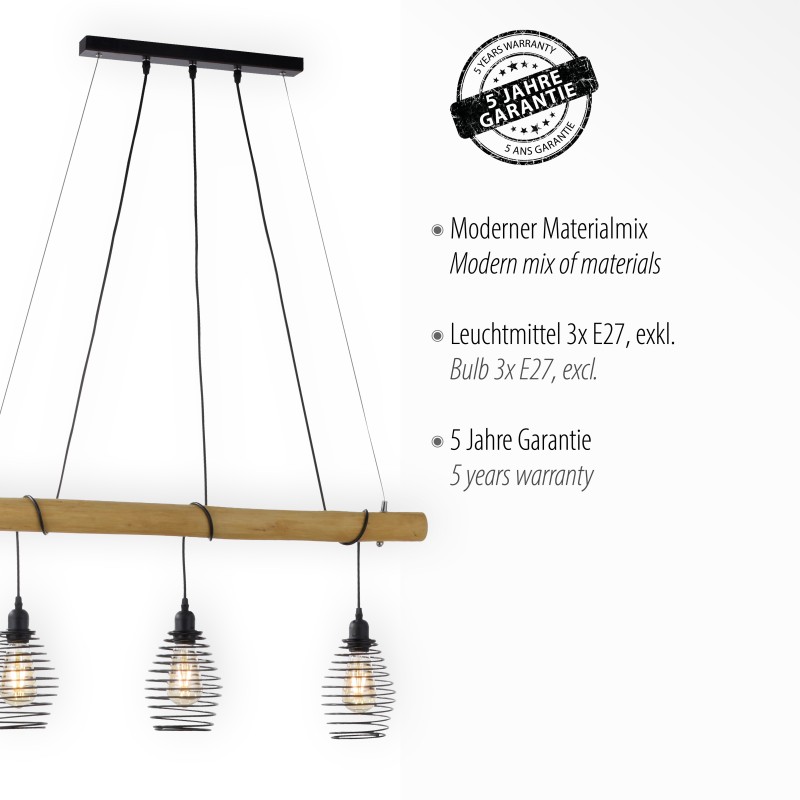 15526-79 SPRING LAMPA WISZĄCA DREWNO/CZARNY