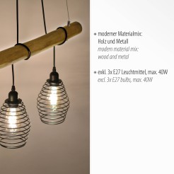 15526-79 SPRING LAMPA WISZĄCA DREWNO/CZARNY