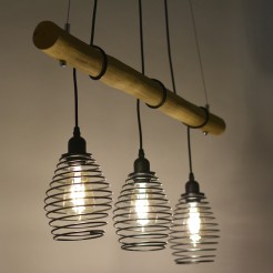 15526-79 SPRING LAMPA WISZĄCA DREWNO/CZARNY