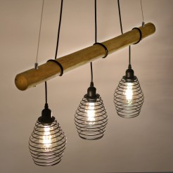 15526-79 SPRING LAMPA WISZĄCA DREWNO/CZARNY