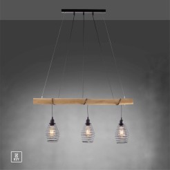 15526-79 SPRING LAMPA WISZĄCA DREWNO/CZARNY