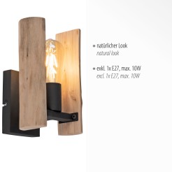 15701-79 LOG KINKIET CZARNY/DREWNO