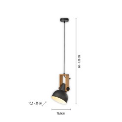 15741-18 CUP 2.0 LAMPA WISZĄCA CZARNY/DREWNO