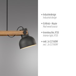 15742-18 CUP 2.0 LAMPA WISZĄCA CZARNY/DREWNO