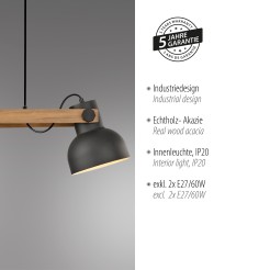 15742-18 CUP 2.0 LAMPA WISZĄCA CZARNY/DREWNO