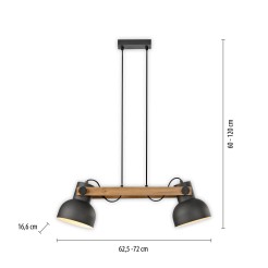15742-18 CUP 2.0 LAMPA WISZĄCA CZARNY/DREWNO