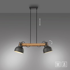 15742-18 CUP 2.0 LAMPA WISZĄCA CZARNY/DREWNO