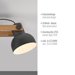 15744-18 CUP 2.0 LAMPA SUFITOWA CZARNY/DREWNO