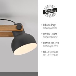 15744-18 CUP 2.0 LAMPA SUFITOWA CZARNY/DREWNO