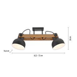 15744-18 CUP 2.0 LAMPA SUFITOWA CZARNY/DREWNO