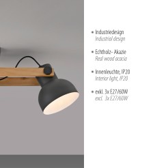 15745-18 CUP 2.0 LAMPA SUFITOWA CZARNY/DREWNO
