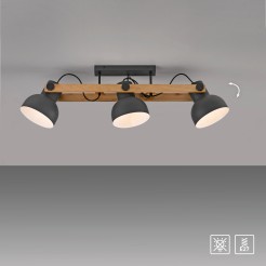 15745-18 CUP 2.0 LAMPA SUFITOWA CZARNY/DREWNO