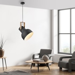 15747-18 CUP 2.0 LAMPA WISZĄCA CZARNY/DREWNO