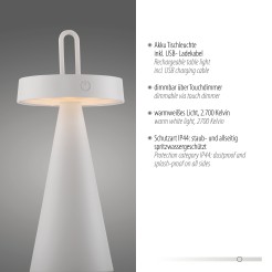 19302-16 ALWA LAMPA STOŁOWA/ZEWNĘTRZNA BIAŁY