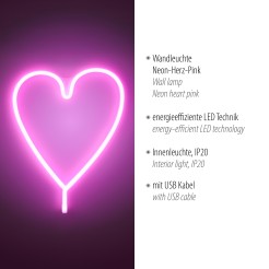 85020-87 NEON-HERZ KINKIET RÓŻOWY