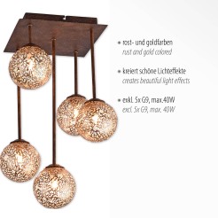 6234-48 GRETA LAMPA SUFITOWA RDZA/ZŁOTY
