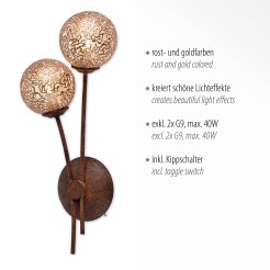 9032-48 GRETA KINKIET RDZA/ZŁOTY
