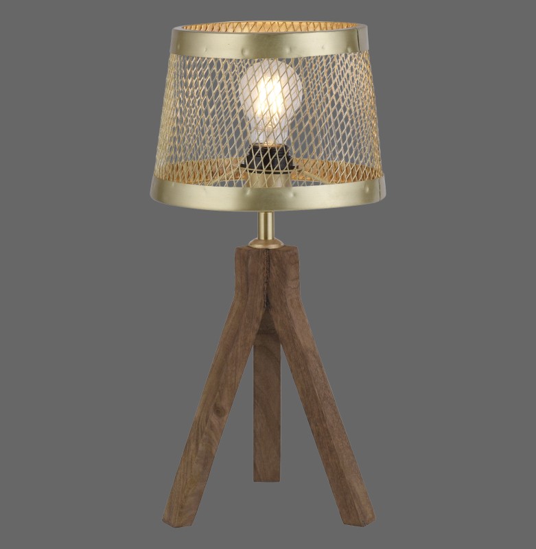 11423-60 LAMPA STOŁOWA FREDERIK MATOWY MOSIĄDZ/DREWNO