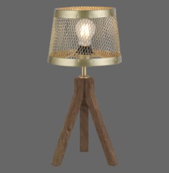 11423-60 LAMPA STOŁOWA FREDERIK MATOWY MOSIĄDZ/DREWNO