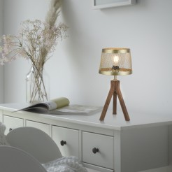11423-60 LAMPA STOŁOWA FREDERIK MATOWY MOSIĄDZ/DREWNO
