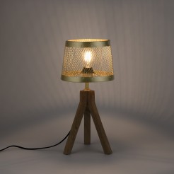11423-60 LAMPA STOŁOWA FREDERIK MATOWY MOSIĄDZ/DREWNO