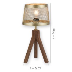 11423-60 LAMPA STOŁOWA FREDERIK MATOWY MOSIĄDZ/DREWNO