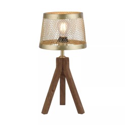 11423-60 LAMPA STOŁOWA FREDERIK MATOWY MOSIĄDZ/DREWNO