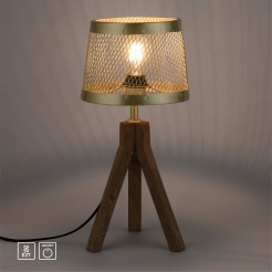 11423-60 LAMPA STOŁOWA FREDERIK MATOWY MOSIĄDZ/DREWNO