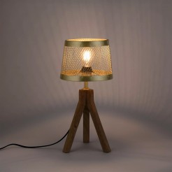11423-60 LAMPA STOŁOWA FREDERIK MATOWY MOSIĄDZ/DREWNO