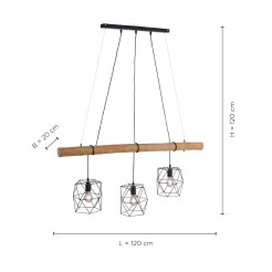 15503-18 EDGAR LAMPA WISZĄCA CZARNY/DREWNO