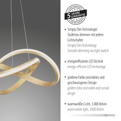 8291-12 MELINDA LAMPA WISZĄCA ZŁOTY