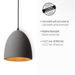 2231-22 ETON LAMPA WISZĄCA SZARY/CZARNY