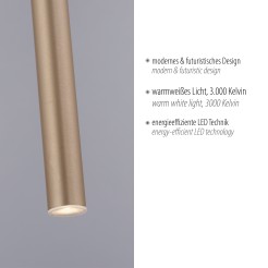 2111-60 FLUTE LAMPA WISZĄCA MATOWY MOSIĄDZ