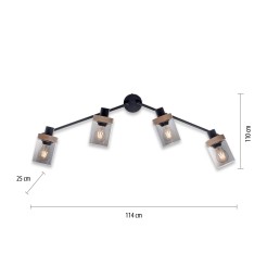 11313-18 PASQUAL LAMPA SUFITOWA CZARNY/DREWNO