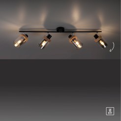 11313-18 PASQUAL LAMPA SUFITOWA CZARNY/DREWNO